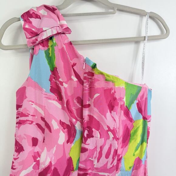 Rare Lilly Pulitzer Hotty Pink First Impression Chloe One Shoulder Dress Size 2 - Picture 8 of 15